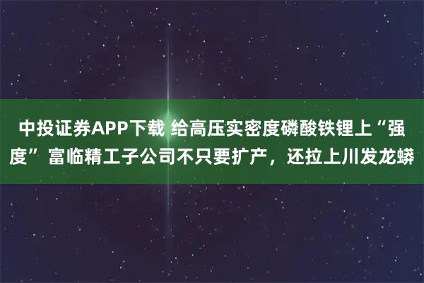 中投证券APP下载 给高压实密度磷酸铁锂上“强度” 富临精工子公司不只要扩产，还拉上川发龙蟒