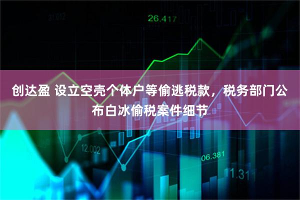 创达盈 设立空壳个体户等偷逃税款，税务部门公布白冰偷税案件细节